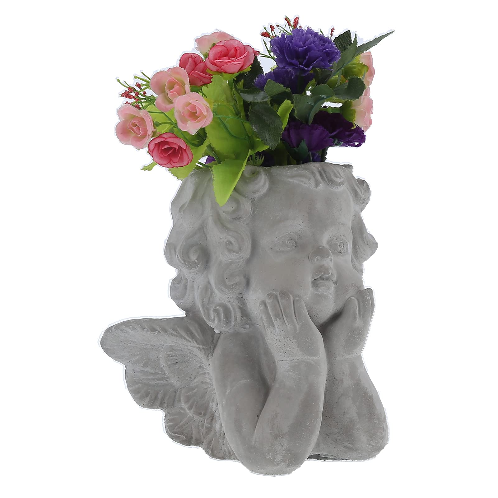 Elegant Retro Cement Flower Pot - Durable Angel Vase for Home Decor, Balcony & Garden - Perfect for Displaying Flowers, Succulents & Plants - Ideal for Living Rooms, Outdoor Spaces & Wedding Decor