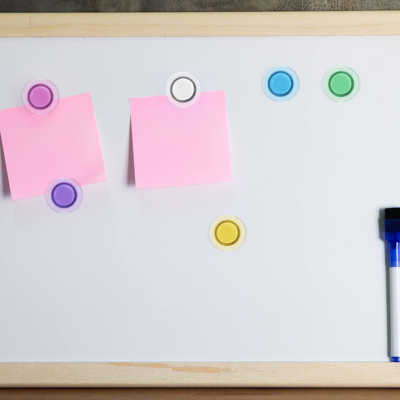 TIENO 50pcs Whiteboard Magnets - 1.2 Inch Round Dry Erase Magnets for Whiteboards, Fridge & Refrigerator - Strong Office, Classroom & Home Magnets for Notes, Photos & Decor (White)