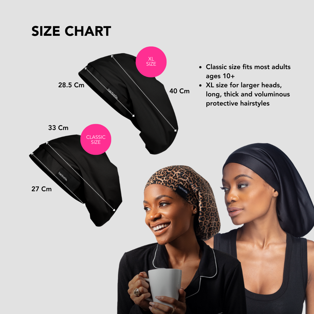 Hairbrella Satin Lined Sleep Cap for Women - Soft Silk Bonnet for Curly & Natural Hair - Overnight Hair Protection for Sleeping & Travel
