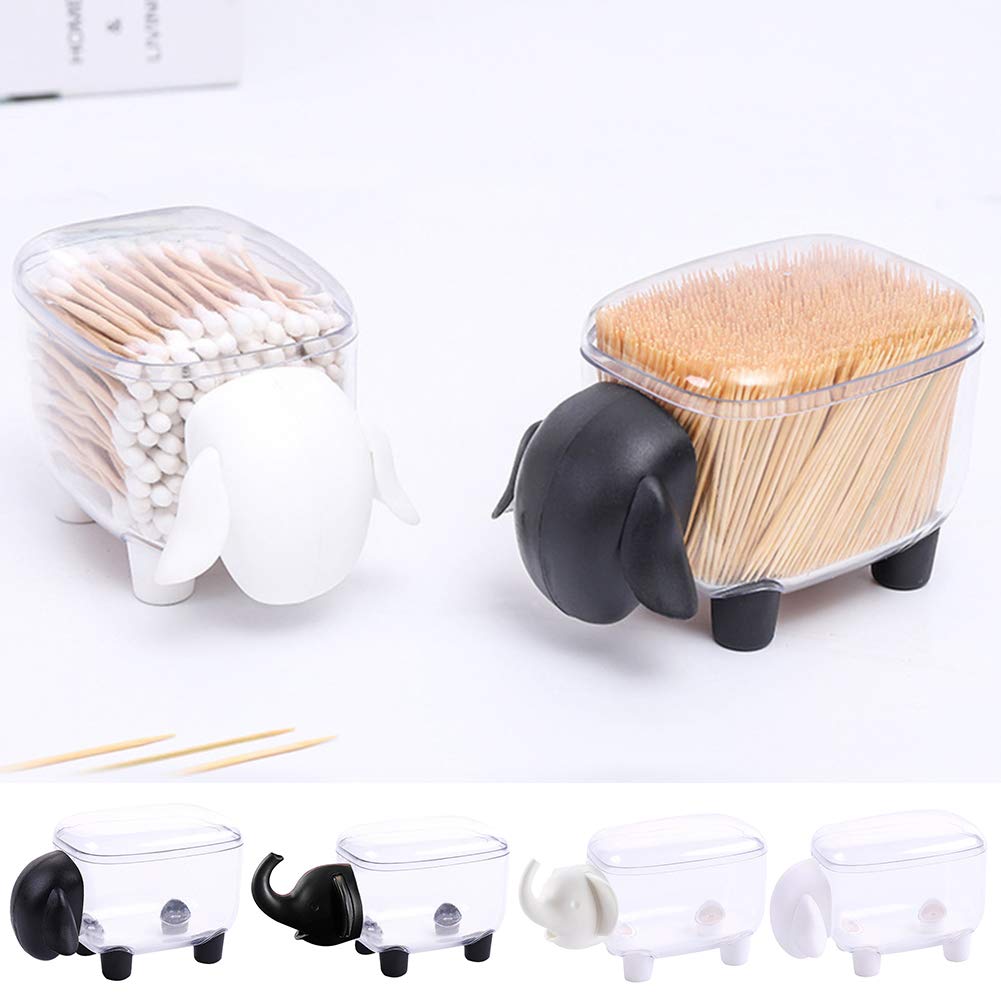 Premium Cotton Swab Holder Dispenser - White Vanity Storage Canister with Sheep Design | Perfect for Bathroom, Makeup Table & Travel Organizer