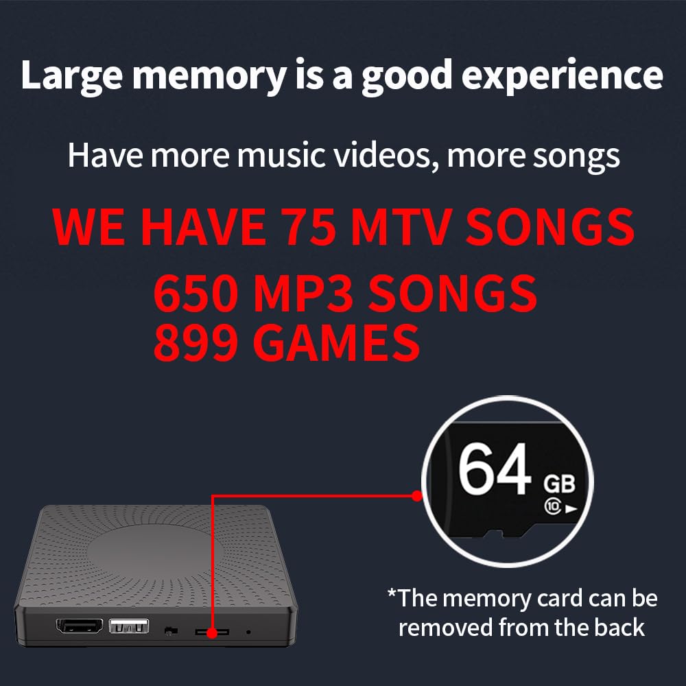 1-2 Player Dance Mat with 64GB Memory Card, 899 Games & 75 Music Videos, 650 Songs for TV Entertainment via HDMI - Fitness Dance Game for Kids & Adults, Flannel Surface - Perfect for Family Fun, Parties & Home Workouts