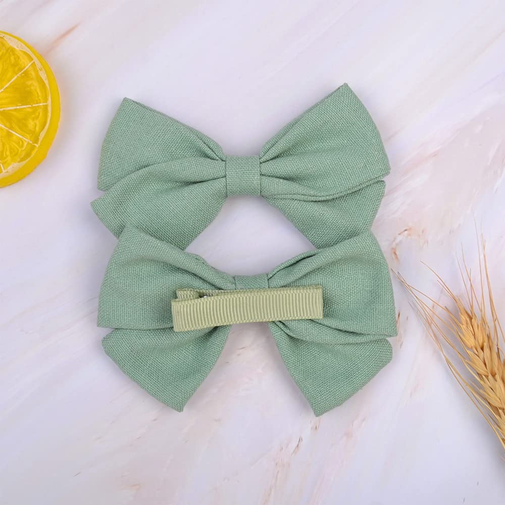 KEYVOR 4Pcs Cute Bowknot Hair Clips for Girls - Handmade Solid Hair Barrettes, Headbands & Hair Accessories (Size 7) - Perfect for School, Parties & Everyday Hairstyles