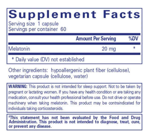 20mg Melatonin Sleep Aid Supplement - 180 Capsules for Better Sleep, Jet Lag & Insomnia Relief
