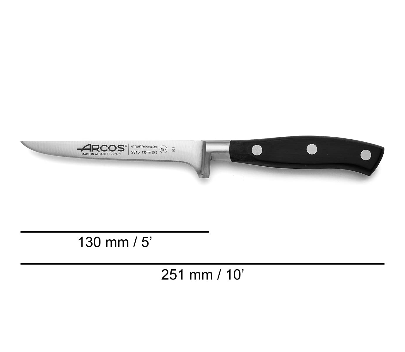 Arcos Nitrum 3-Piece Stainless Steel Slicing Knife Set with POM Handle - Professional Chef Knives for Meat, Vegetables & Fruits - Riviera Series Black Kitchen Cutlery - Perfect for Home Cooking & Restaurant Use