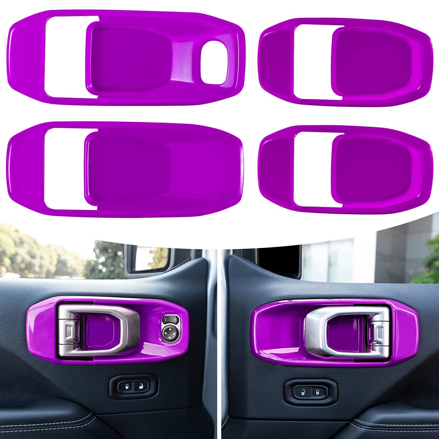 21PCS Full Interior Trim Kit for Jeep Wrangler JL JLU 2018-2023 & Gladiator JT - AC Vent, Door Handle, Speaker, Light & Headlight Switch Covers (Purple) | Premium Car Interior Accessories for Off-Road & Daily Driving