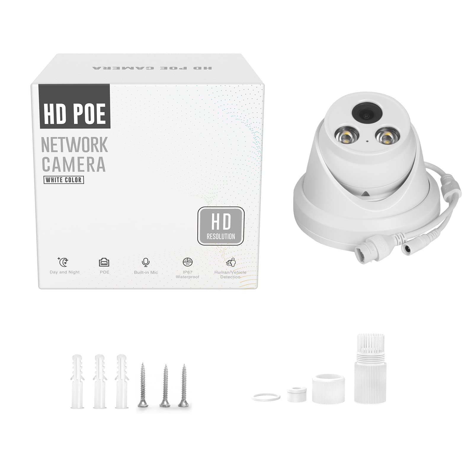 Hikvision 4K 8MP Outdoor PoE Security Camera with Human/Vehicle Detection - Full Color Night Vision, 2.8mm Lens, Built-in Mic, IP67 (PG2387C) - Ideal for Home Security, Business Surveillance & 24/7 Property Monitoring