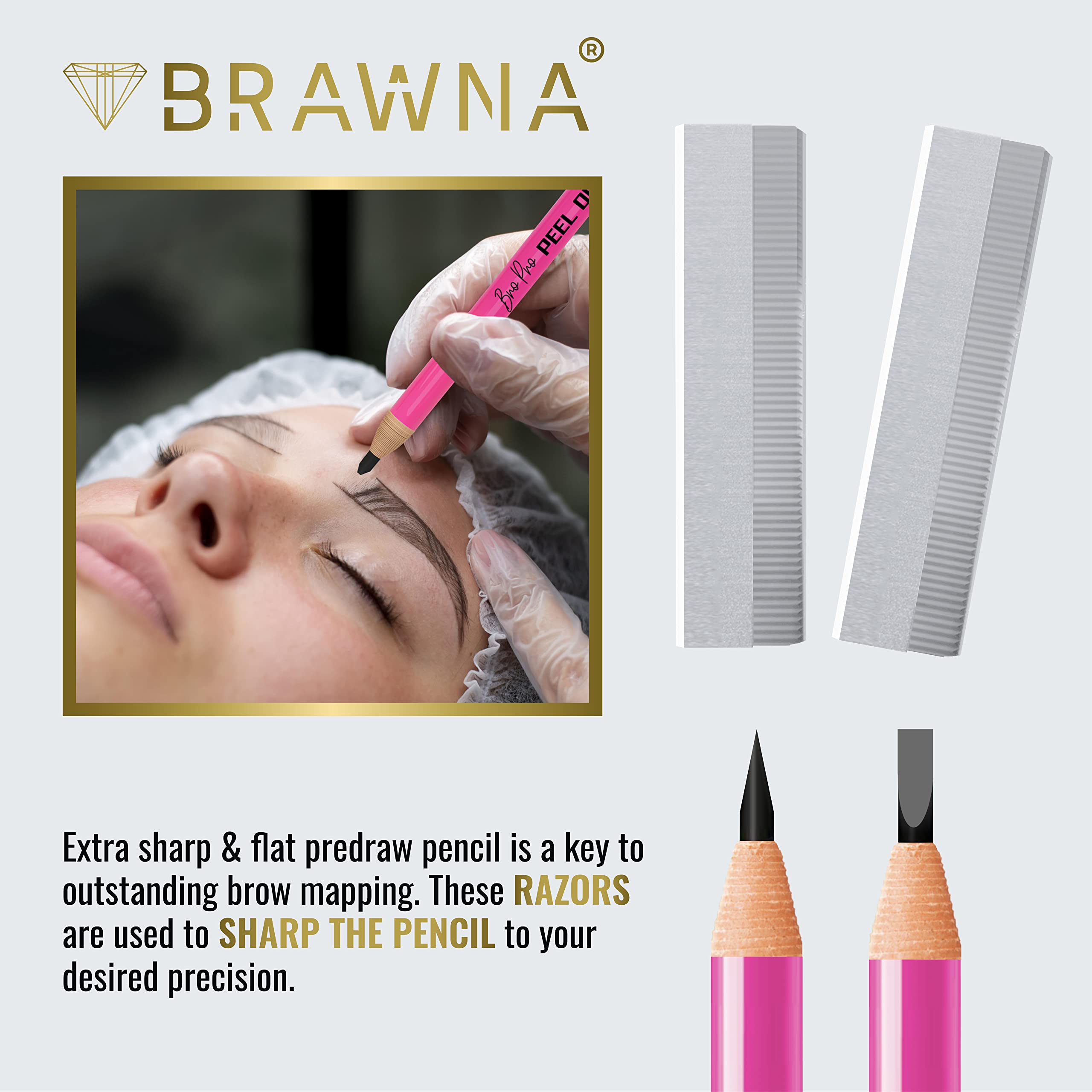 BRAWNA 6 Pcs Brow Pencil Set - Waterproof Eyebrow Mapping for Microblading & PMU - Perfect for Salon & Home Use