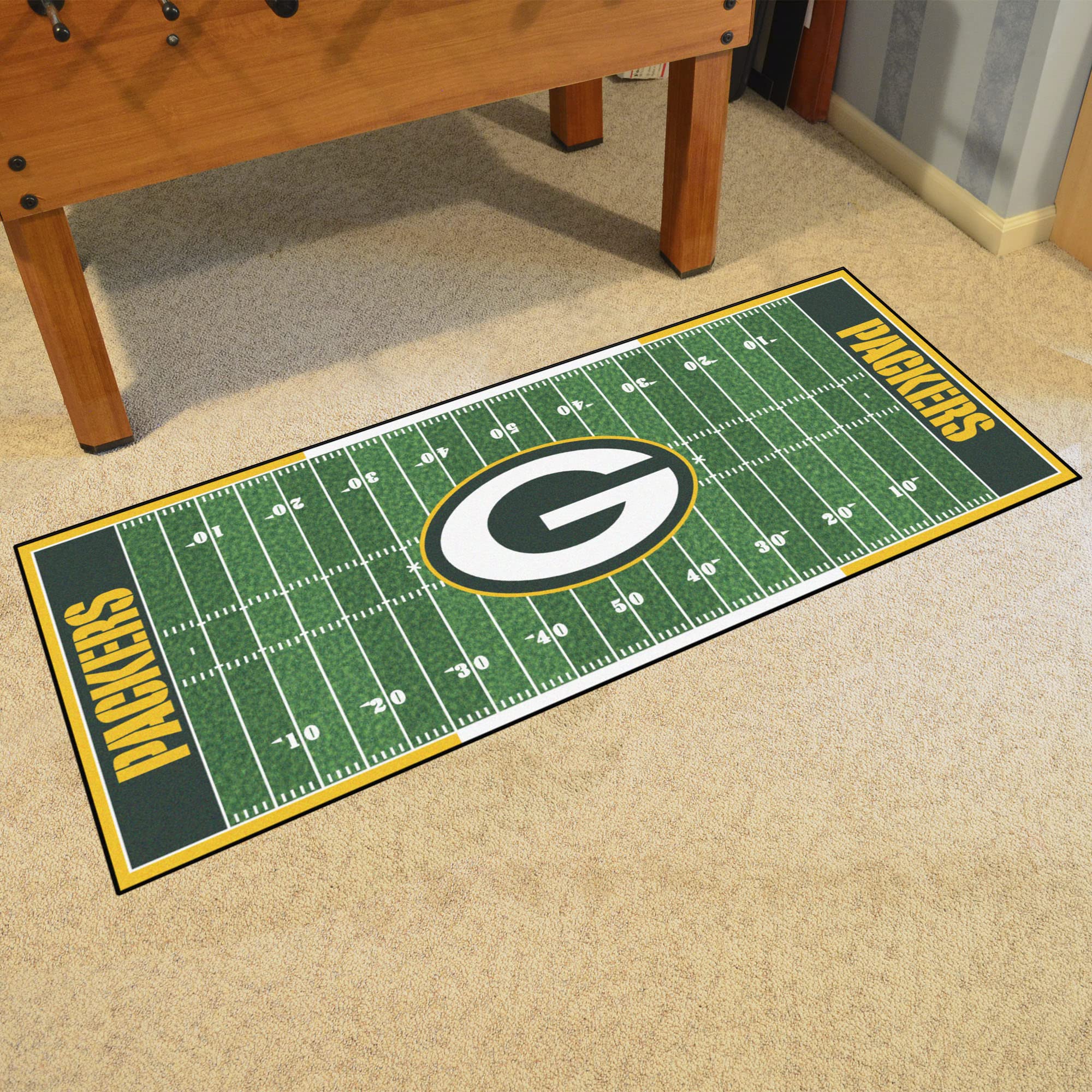 FANMATS NFL Unisex Kids Football Field Runner Rug - Non-Slip Play Mat for Game Room, Bedroom, and Sports Decor