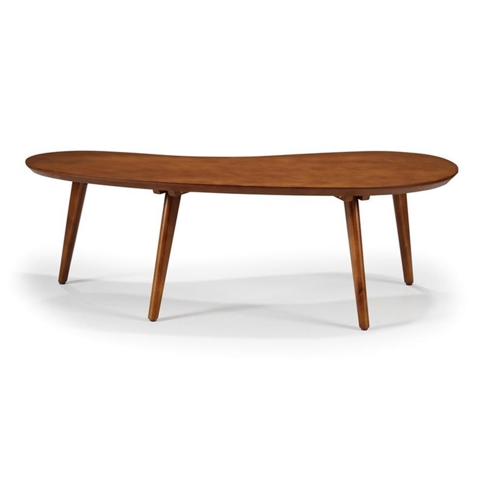 Mid Century Modern Abstract Shaped Coffee Table - Solid Wood with Castanho Finish - Perfect for Living Room, Lounge & Office Decor