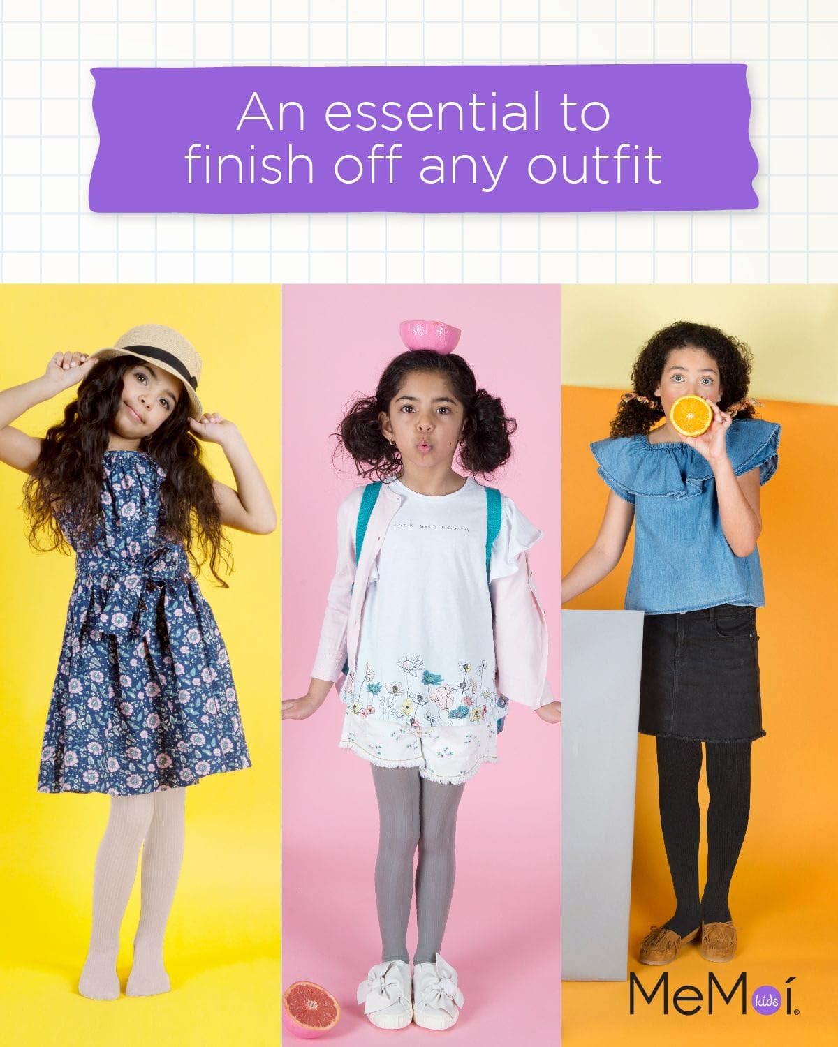 MeMoi Girls Ribbed Tights - Soft & Stretchy Kids Tights for School, Dance & Play | Comfortable Children's Tights Collection