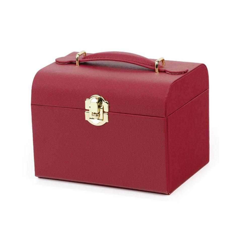 Elegant Red Jewelry Box for Women - Velvet Ring Storage Organizer with Mirror | Perfect Wedding Gift, Travel Jewelry Case & Princess-Style Jewelry Organizer | Great for Bridal Shower, Anniversary, and Jewelry Storage at Home