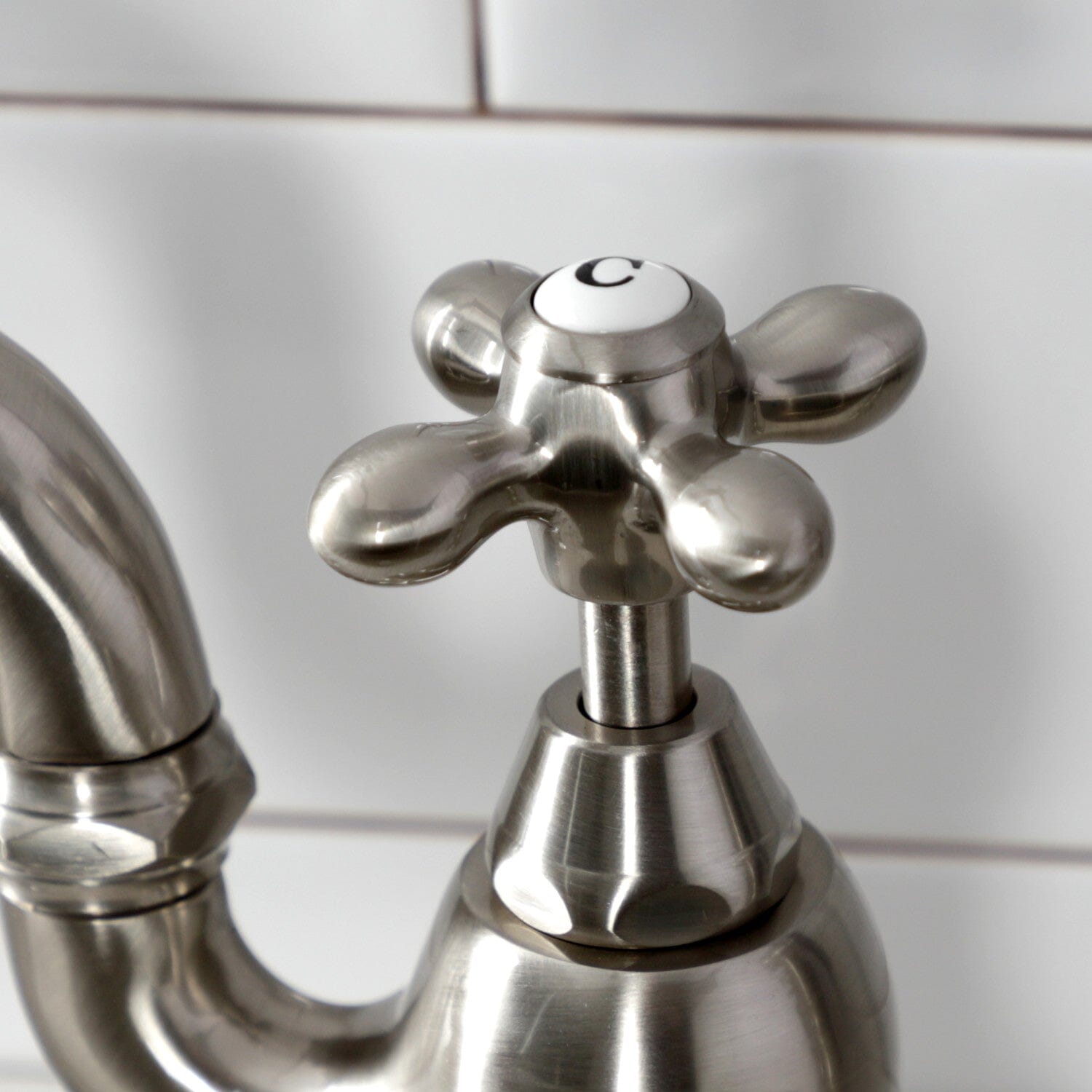 English Country Style Two-Handle 3-Hole Deck Mount Bridge Kitchen Faucet with Brass Side Sprayer - Perfect for Farmhouse, Cottage & Vintage Style Kitchens