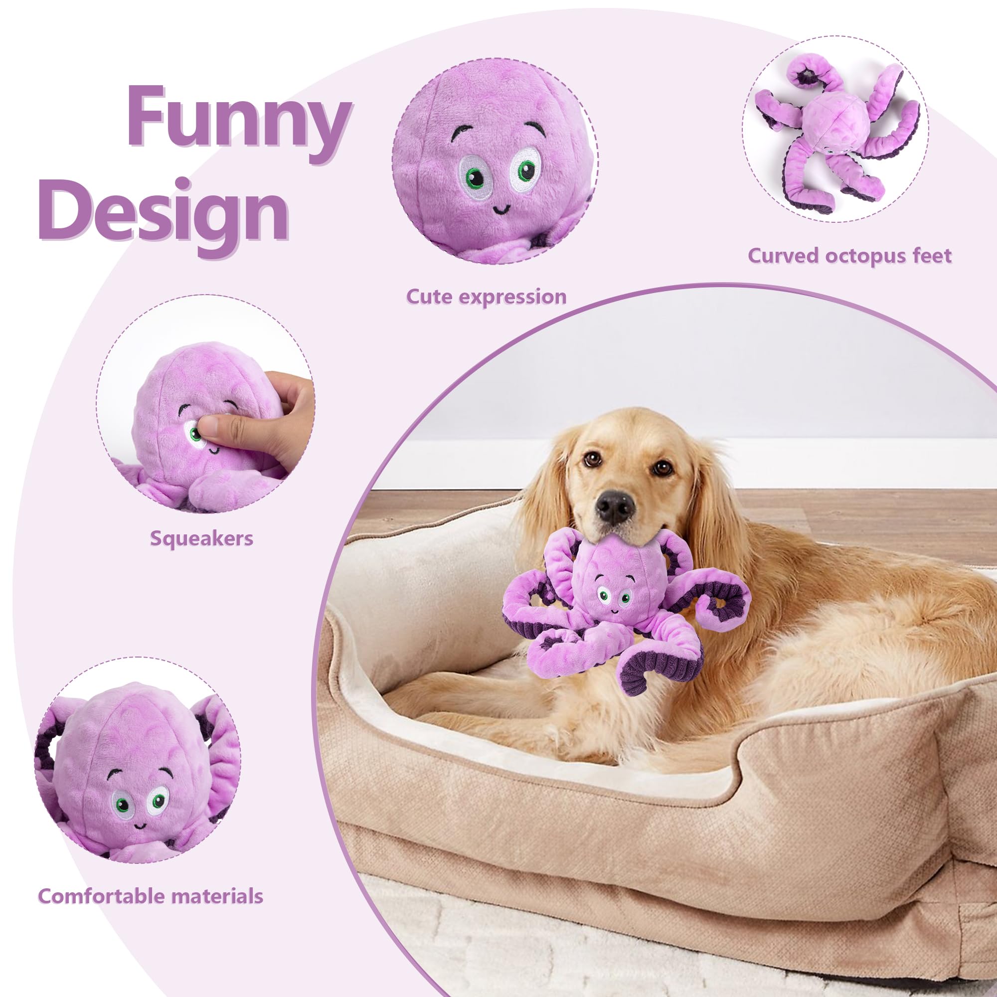 Best Squeaky Octopus Dog Toys for Large, Medium & Small Breeds - Interactive Plush Puppy Toys for Chewing, Playtime & Training - Perfect Gift for Dog Birthday & Special Occasions