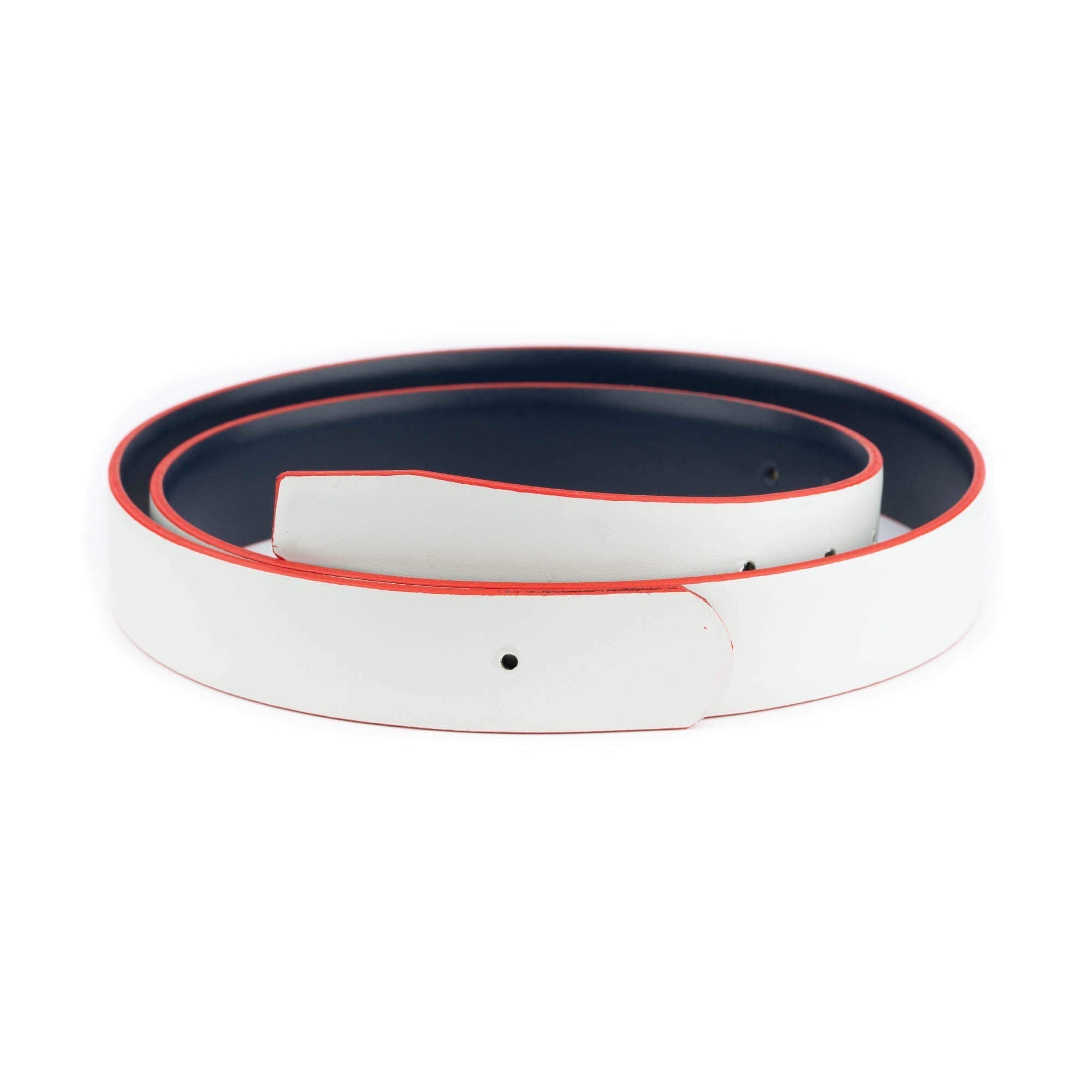 Genuine Light Gray Leather Belt Strap for Hermes Buckles - Reversible with Blue & Red Edges - Perfect for Casual, Office & Formal Wear