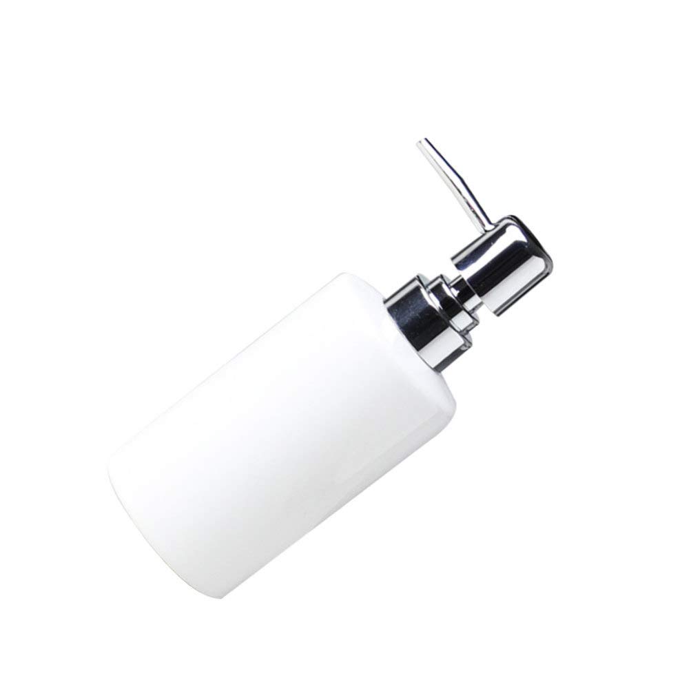 DOITOOL 1PCS White Ceramic Soap Dispenser - Refillable Hand Soap, Shampoo & Lotion Dispenser for Bathroom, Kitchen & Sink Countertop - Elegant Home & Office Decor