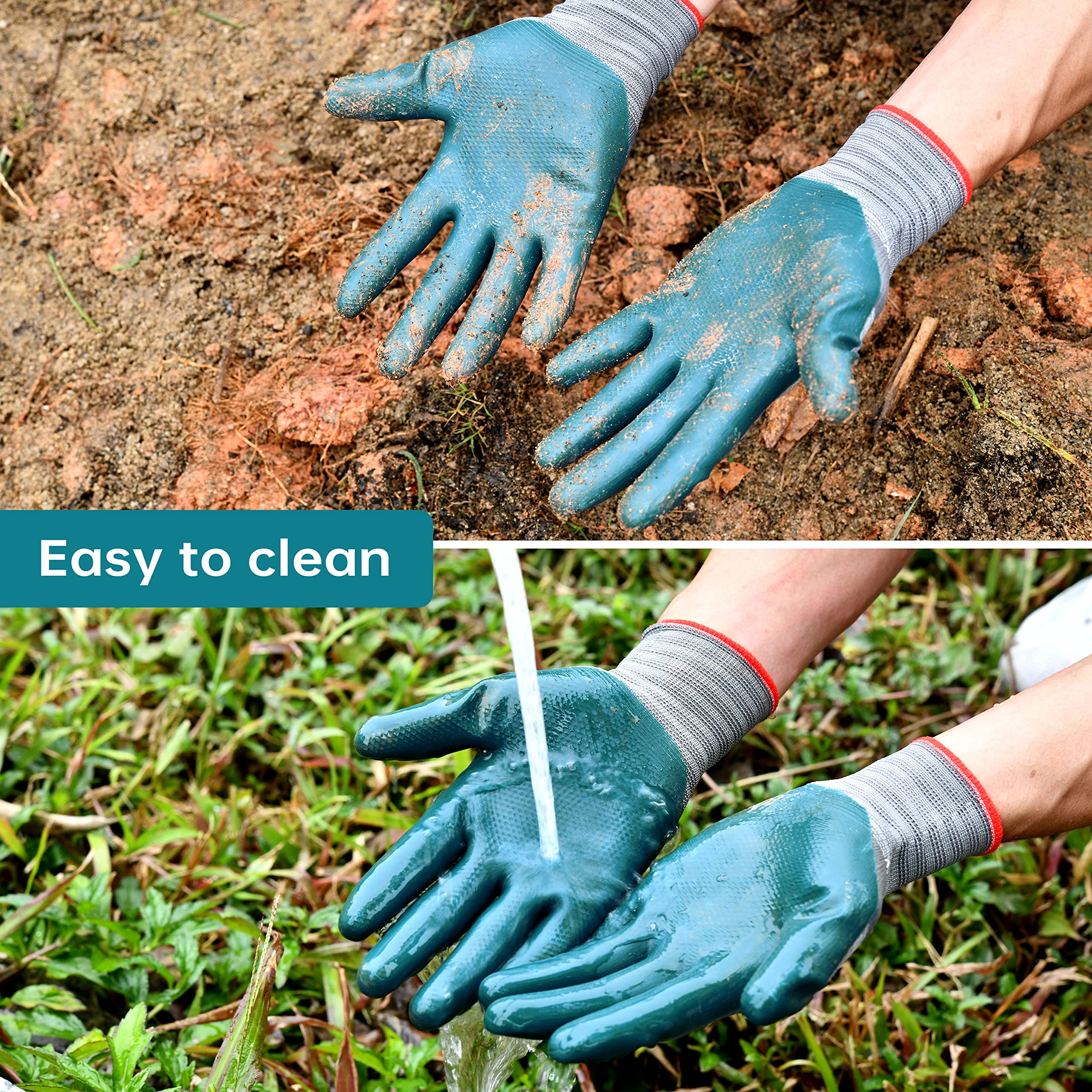 Breathable Rubber Gardening Gloves for Men & Women - 6 Pairs Set - Durable, Comfortable & Flexible for Planting, Weeding & Outdoor Work