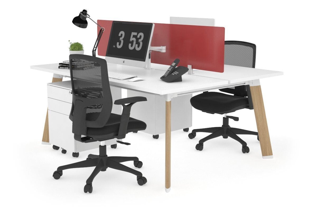 2 Person Workstation with Wood Imprint Frame - 1200L x 700W - Perfect for Home Office, Coworking Spaces & Small Business Teams