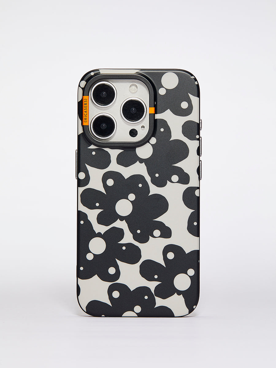 Black Floral and Raindrop Phone Case - Pale Brown Aesthetic Design for iPhone & Samsung | Trendy Protective Cover for Everyday Use & Gift Giving