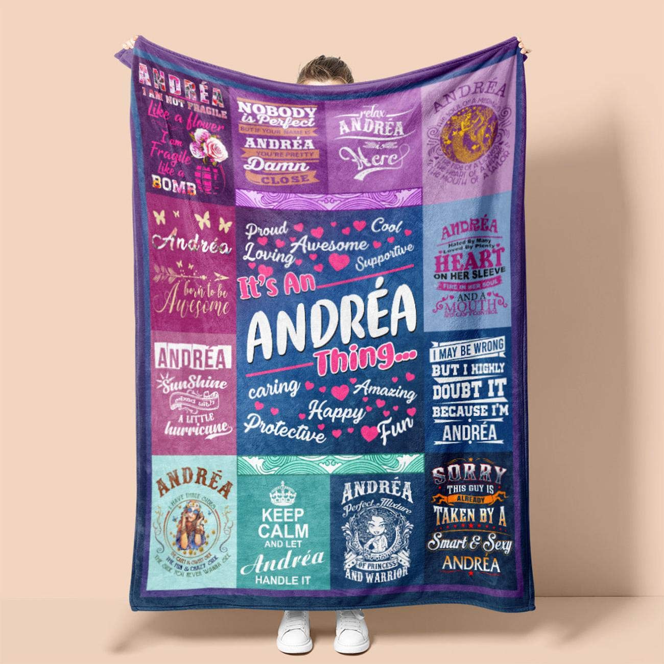 Custom Name Fleece Sherpa Woven Blankets - Personalized Birthday Gifts for Him/Her, Born to Be Awesome, Ideal for Home, Office, and Travel Comfort