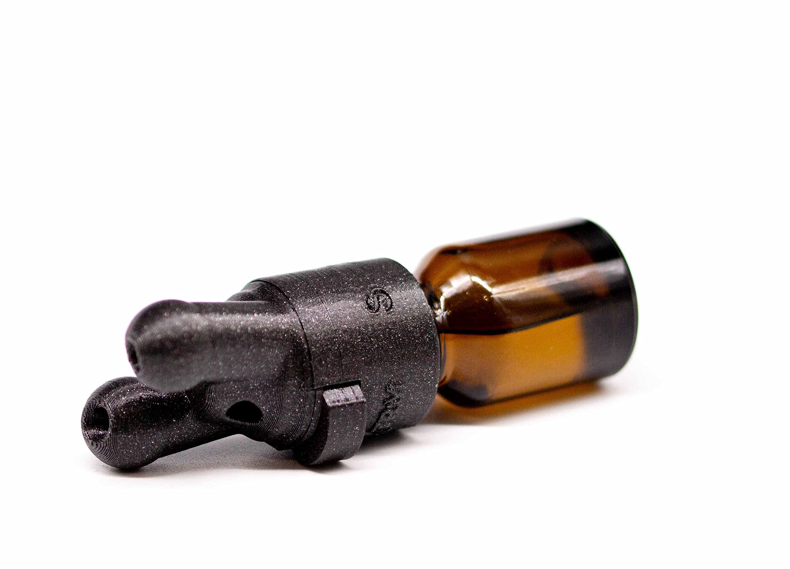 Premium Leather XLeathers XTRM SNFFR Amber Glass Bottle with Screw-On Twist Cap - Leak-Proof Small Black Essential Oil Container for Aromatherapy, Perfume & Travel Use