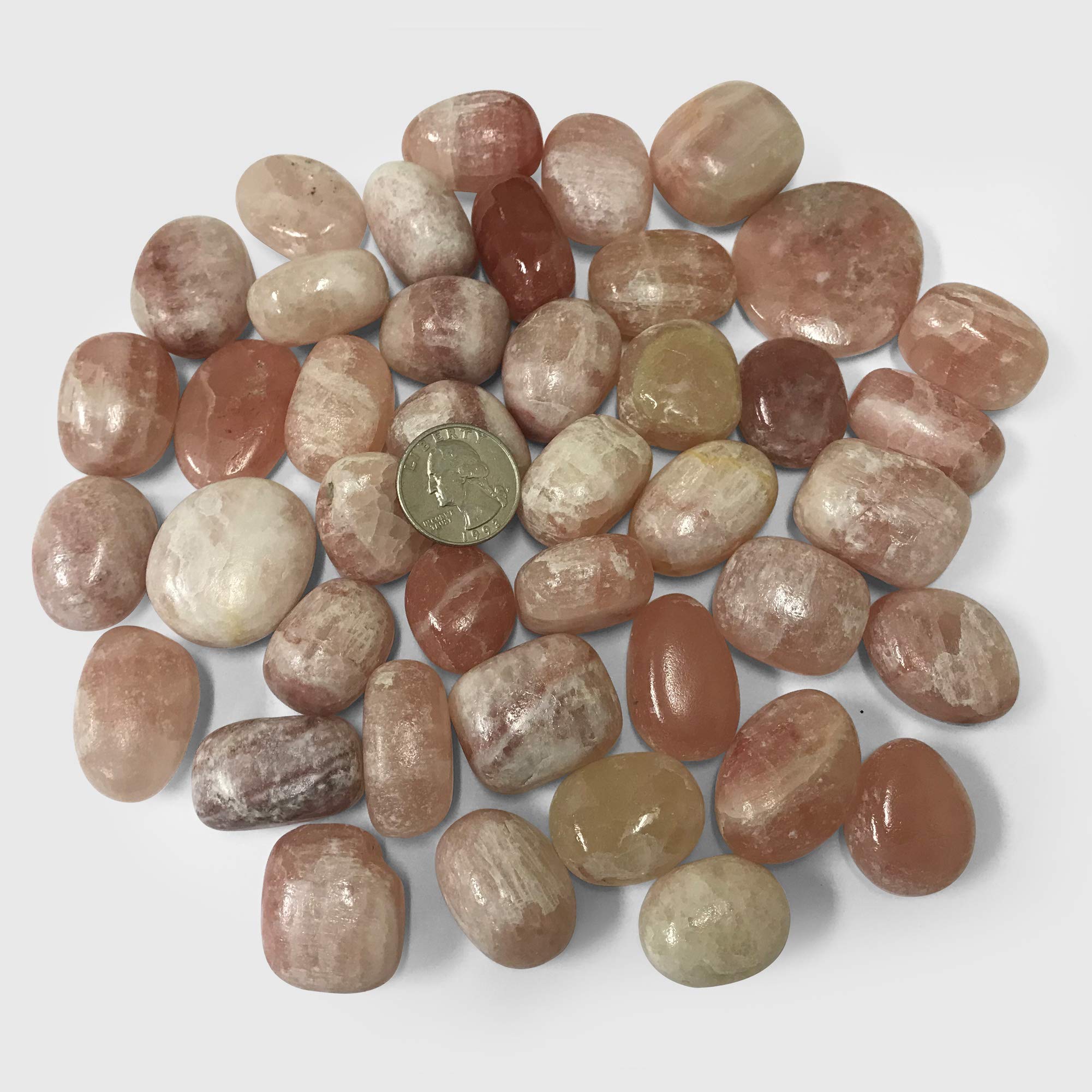 Polished Rose Calcite Gemstone Tumbled Stones - 1/4 lb Natural Healing Crystals for Meditation, Reiki, Chakra Balancing & Home Decor