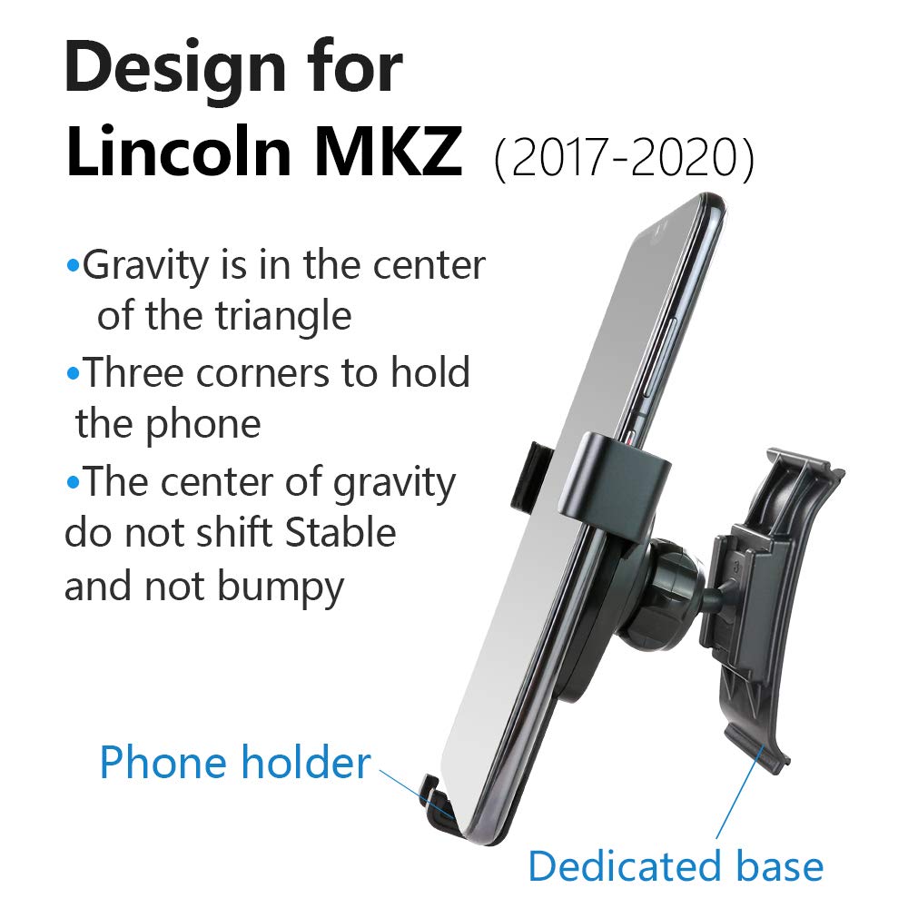 Premium Car Phone Holder for 2017-2020 Lincoln MKZ - Universal Air Vent & Dashboard Mount - Secure Hands-Free Navigation Bracket - Ideal for Road Trips, Commuting & GPS Use