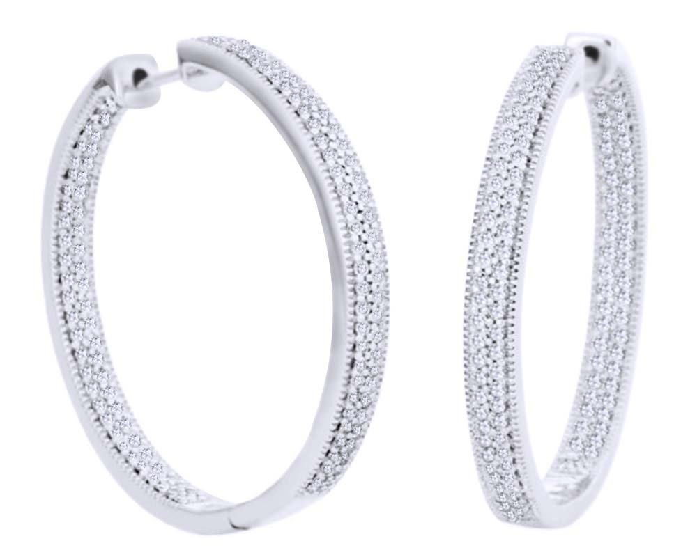 14K Solid Gold 1 Cttw Round White Diamond Hoop Earrings for Women - Perfect for Weddings, Parties & Everyday Elegance