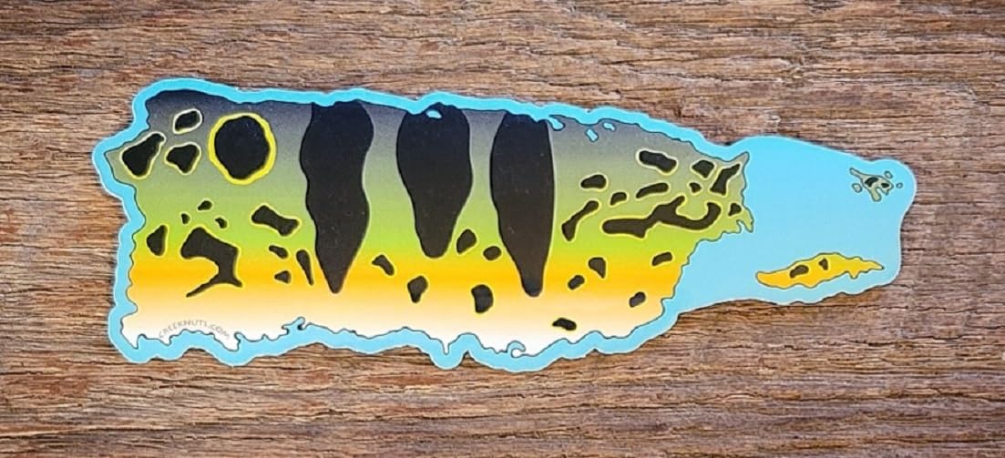 Puerto Rico Peacock Bass Sticker Decal - Waterproof Vinyl Fishing Decals for Boats, Coolers & Tackle Boxes - Perfect for Anglers & Fishing Enthusiasts