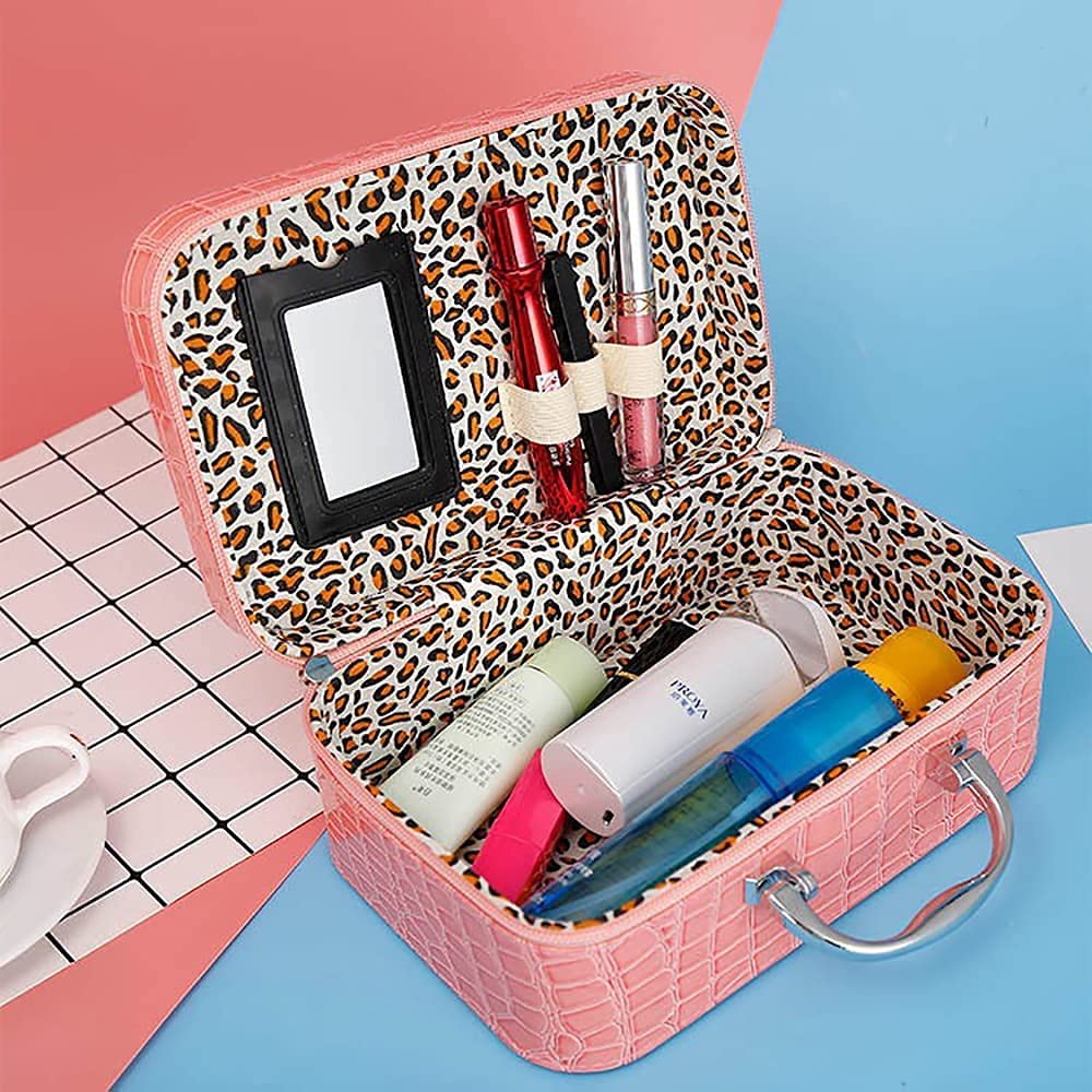 Scholazs Multifunction Travel Cosmetic Bag with Mirror & Adjustable Dividers - Waterproof Makeup Organizer for Cosmetics, Brushes, Toiletries - Perfect for Travel, Home, Gym & Daily Use (Multi Color)