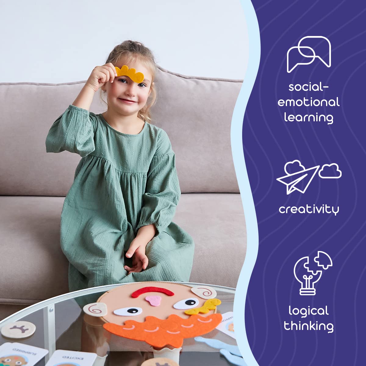 Emotional Learning Games for Kids - 9 Feelings Cards for Home & Classroom - Gift for 3-4 Year Olds - Perfect for Preschool Social Skills Development