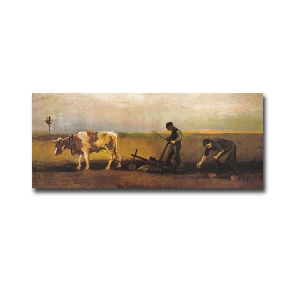 Vincent Van Gogh Potato Planting Premium Canvas Art Print - 8x20 Inch Gallery Wrapped Giclee Reproduction (Ready to Hang) - Perfect for Home Decor, Office Wall Art & Gift Ideas