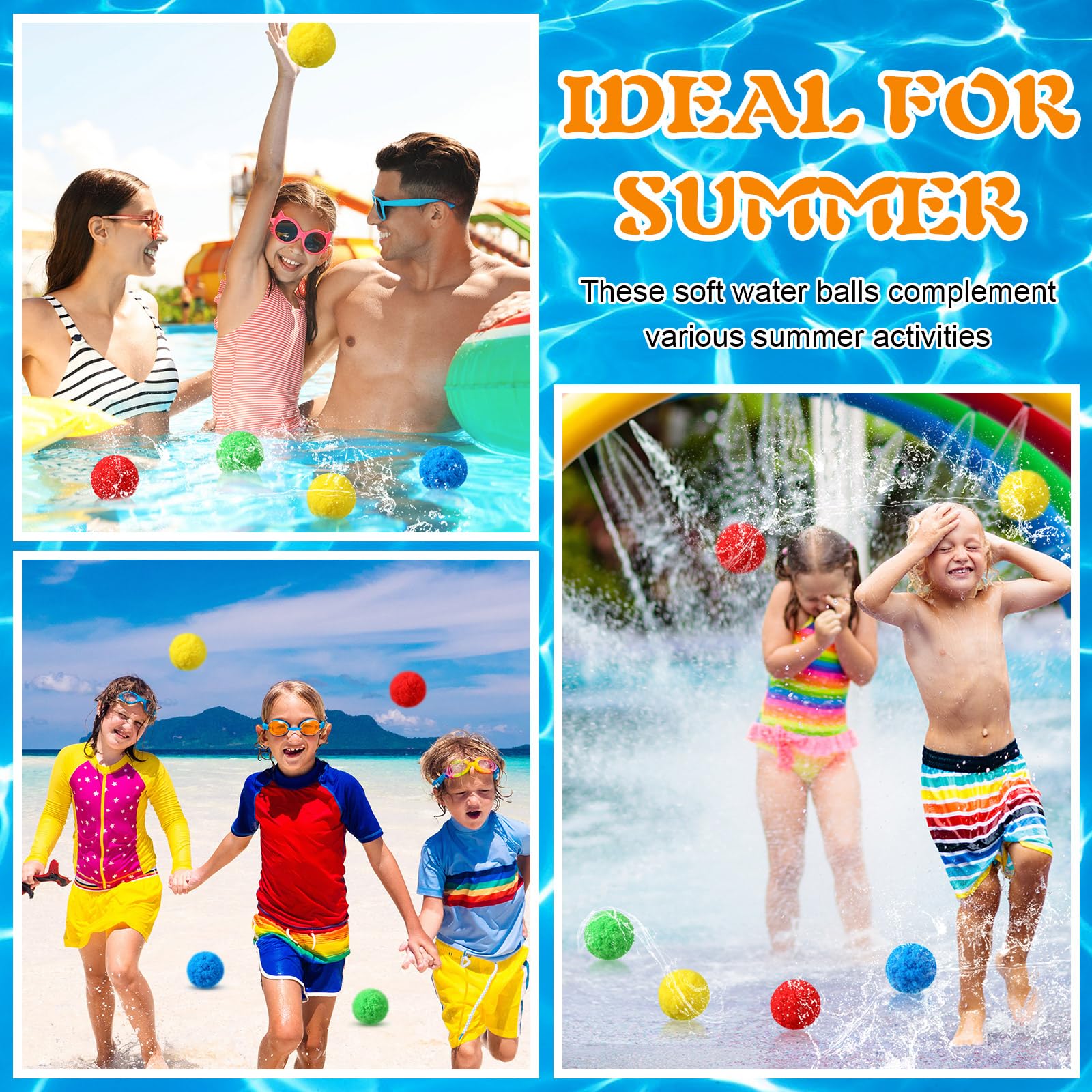 40 Pack Extra Large 3.94 Inch Reusable Water Balls - Soft Splash Balls for Outdoor Water Games, Pool Party Toys for Adults & Kids - Perfect for Summer Water Fights, Backyard Fun, Beach Activities and Poolside Entertainment