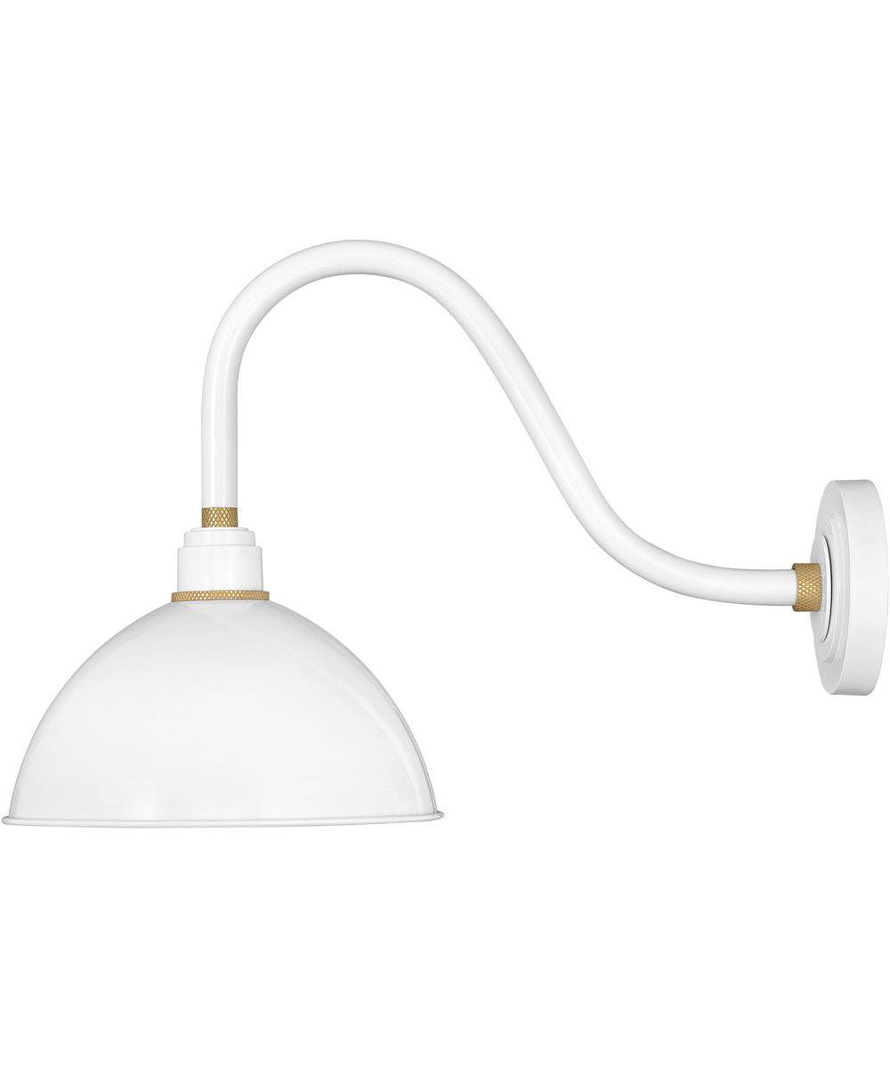 1 Light Medium Gooseneck Outdoor Barn Light in Gloss White - Vintage Style Wall Sconce for Porch, Garage & Farmhouse Exterior Lighting