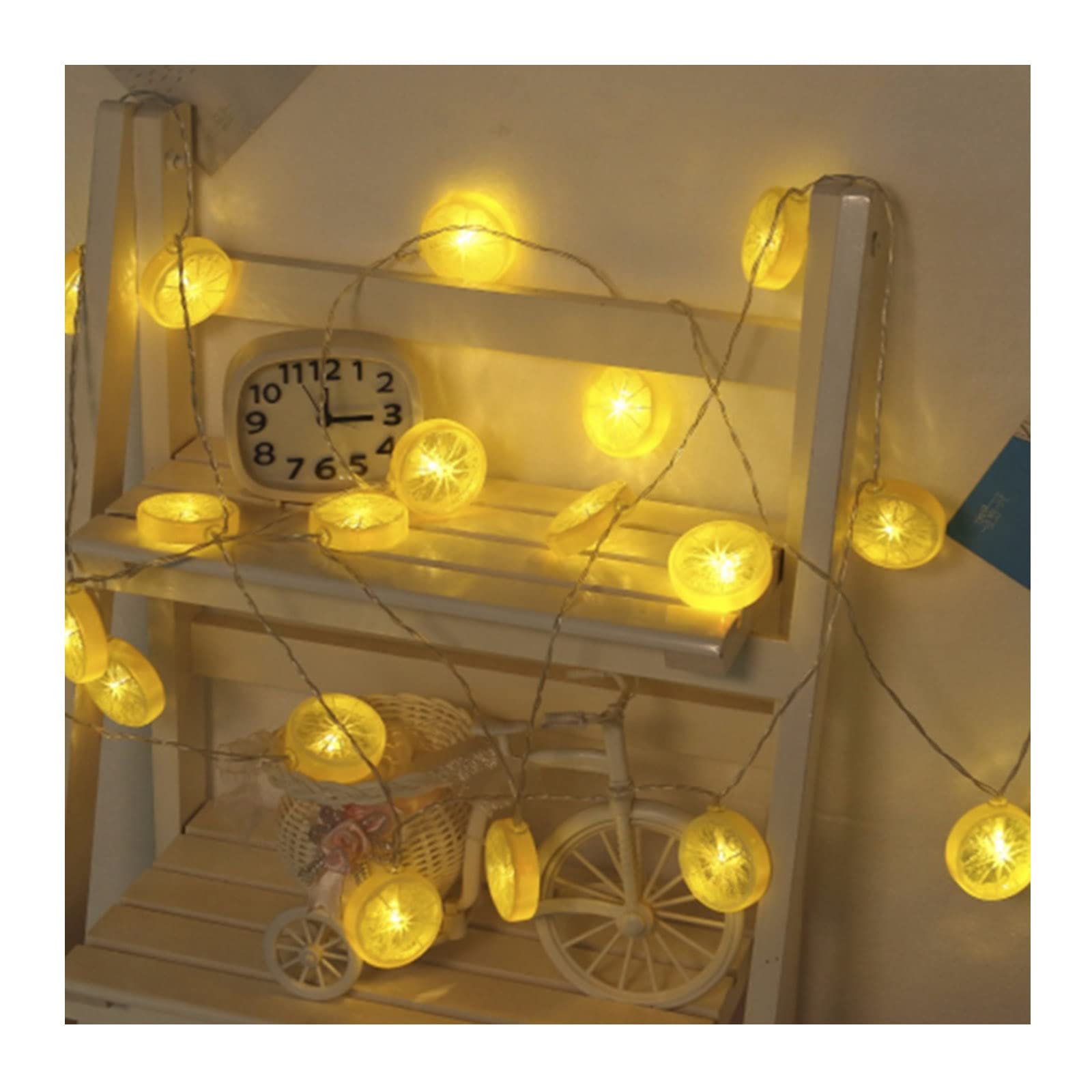 20 LED Warm White Lemon String Lights - 9.8FT USB Powered Fairy Lights for Bedroom, Bathroom, Wedding & Party Decor - Romantic Indoor/Outdoor Lighting for Home, Garden & Christmas Tree Decoration