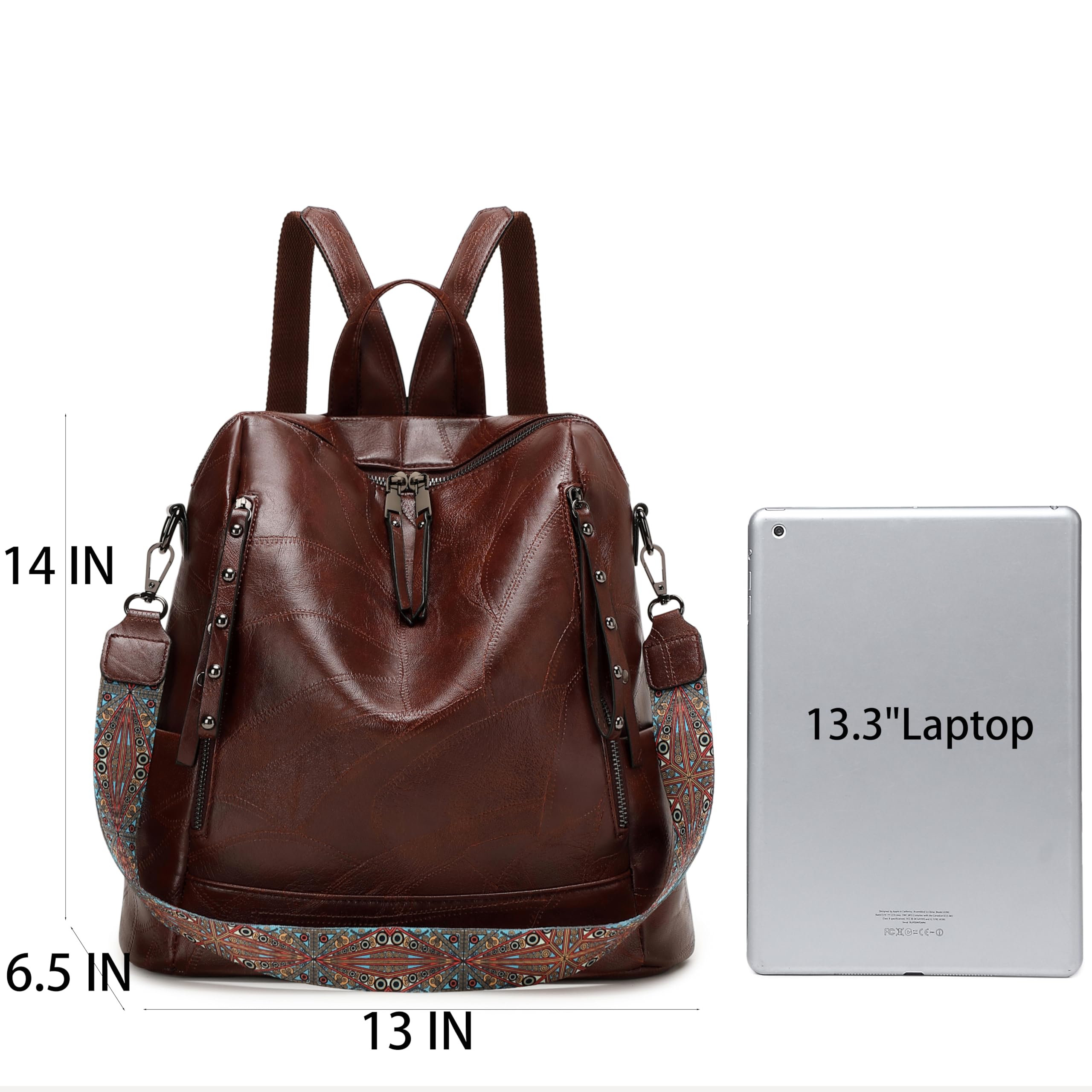 Stylish Leather Backpack Purse for Women - Travel Laptop Bag with Shoulder Strap, Fashion Designer Handbag in Brown | Perfect for Work, Commute & Weekend Getaways