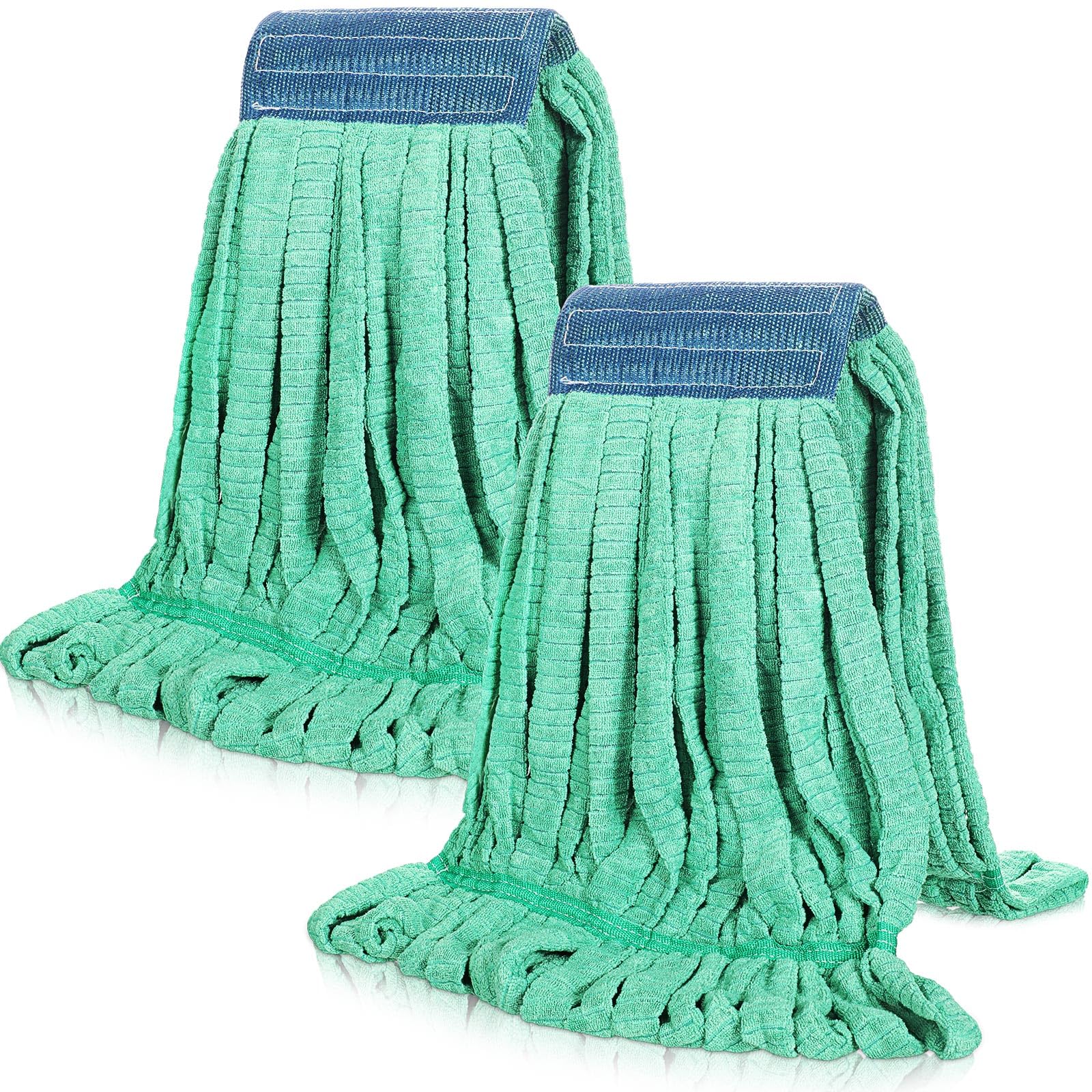2 Pack 18oz Commercial Microfiber Mop Head Refills - Heavy Duty Loop End Wet Mop Replacement for Floor Cleaning - Durable for Home, Office, Restaurant & Industrial Use (Green) - Perfect for Hardwood, Tile & Vinyl Floors