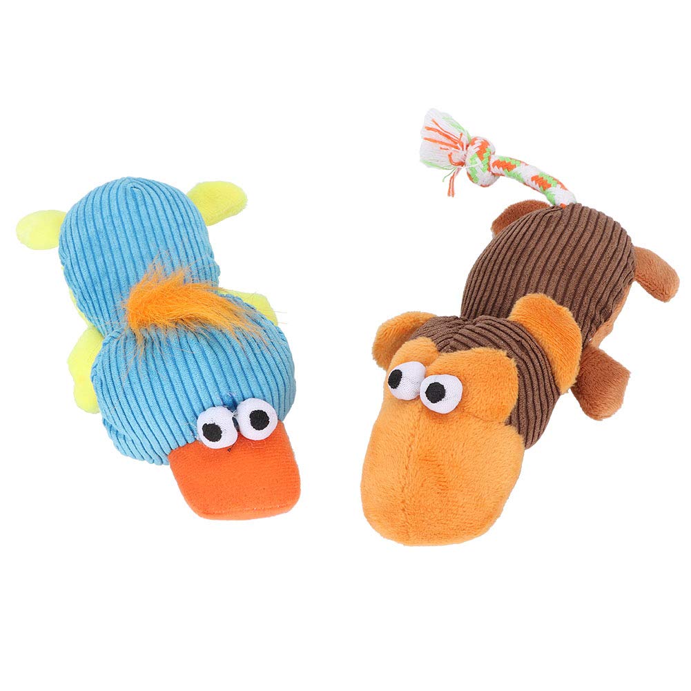 Zerodis 2 Pack Squeaky Dog Toys - Durable Chew Toys with Squeakers, Soft Plush Duck & Monkey Puppy Toys for Teething, Small, Medium & Large Dogs - Perfect for Playtime, Training & Anxiety Relief