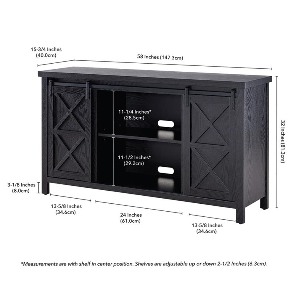 Black Grain Clementine Rectangular TV Stand for 65 Inch TVs - Modern Entertainment Center for Living Room, Bedroom & Home Theater