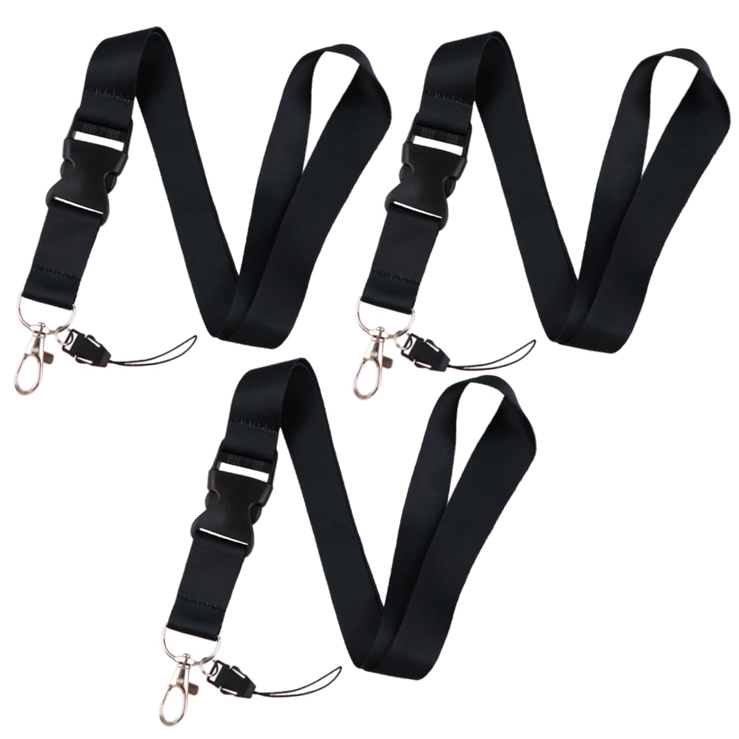 DMLSKY Black Lanyards for Keys & ID Badges - 3 Pack for Office & Events