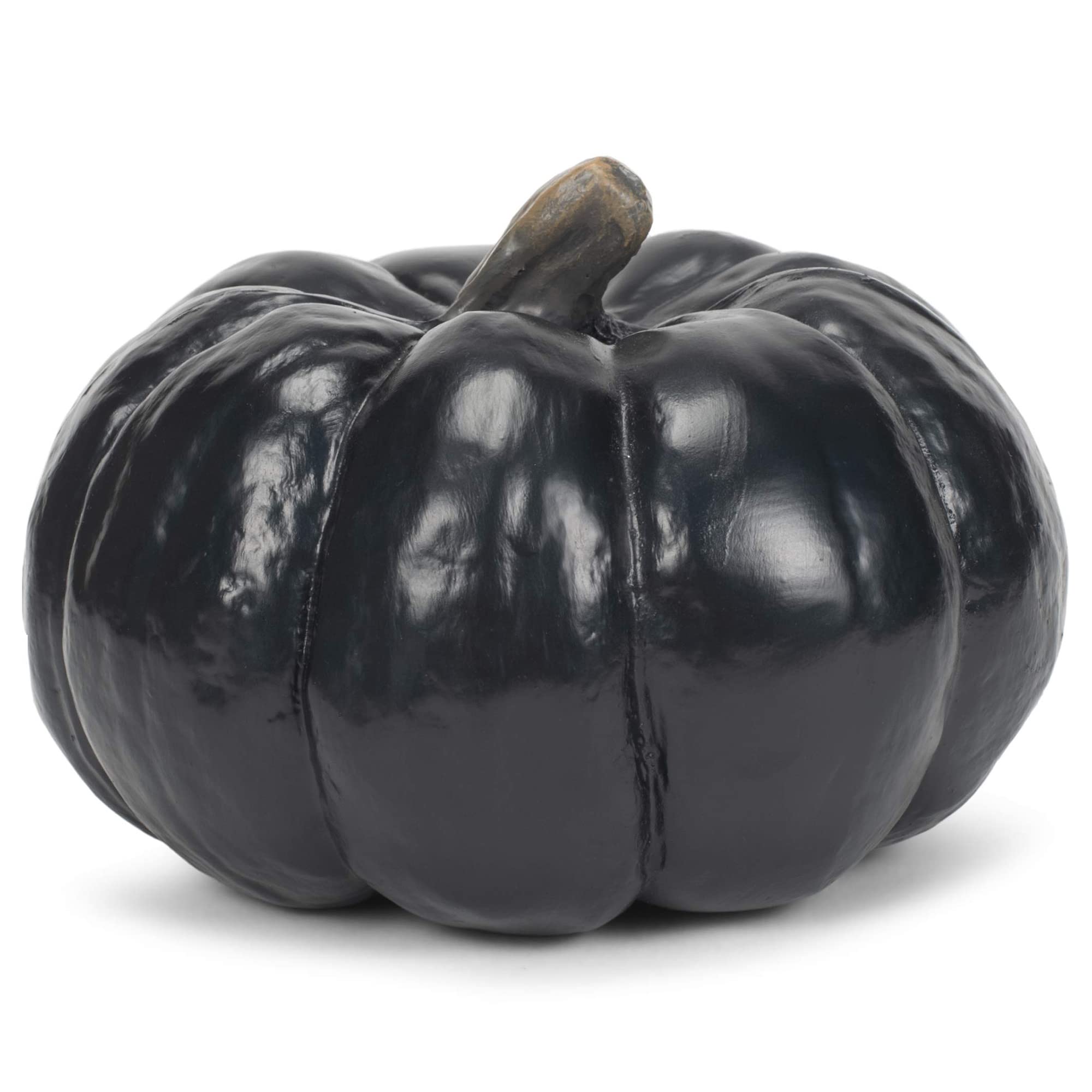 Elanze Designs 6 Inch Midnight Black Resin Harvest Decorative Pumpkin - Fall Home Decor, Thanksgiving Table Centerpiece, Halloween Party Decoration