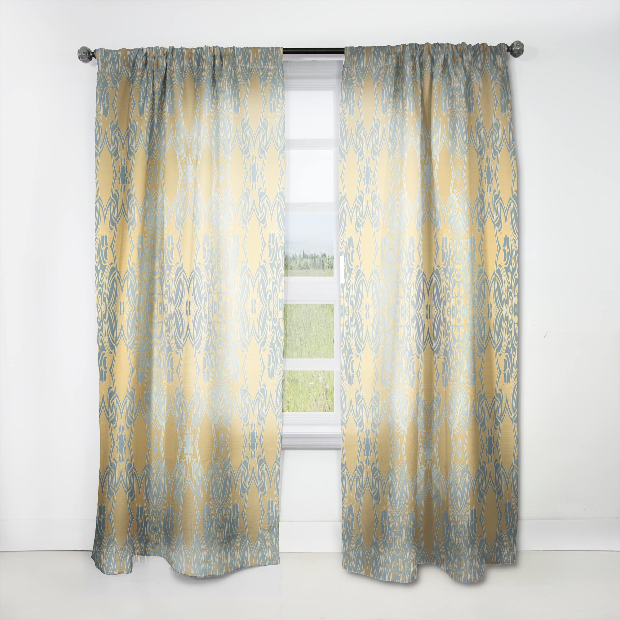 DesignQ 'Glam Flowers' Decorative Thermal Insulated Curtains - 52x90 Single Panel for Bedroom & Living Room - Elegant Window Drapes for Home Decor, Sun Protection & Privacy