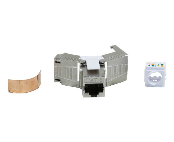 CAT8 Keystone Jack Shielded - High Density 40G 2GHz Toolless 180-Degree Network Connector for Home/Office Data Center & Server Room Wiring