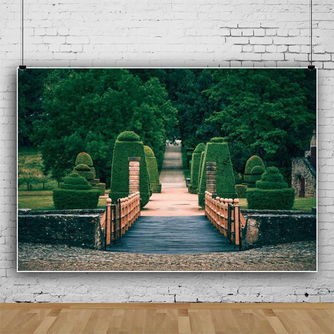 Leyiyi 20x10ft Garden Photography Backdrop - Scenic Greenery Bridge & St.Petersburg Castle Design for Wedding, Bridal Shower, Portrait & Travel Photos | Perfect for Outdoor Events, Baby Showers & Home Decor