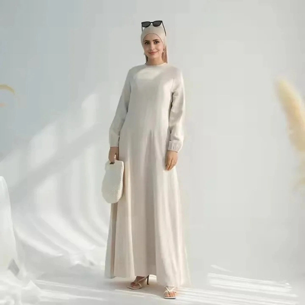 Premium Linen Cotton Blend Waist Abaya Dress #25955 - Modest Islamic Fashion for Women, Perfect for Prayer, Eid, and Special Occasions