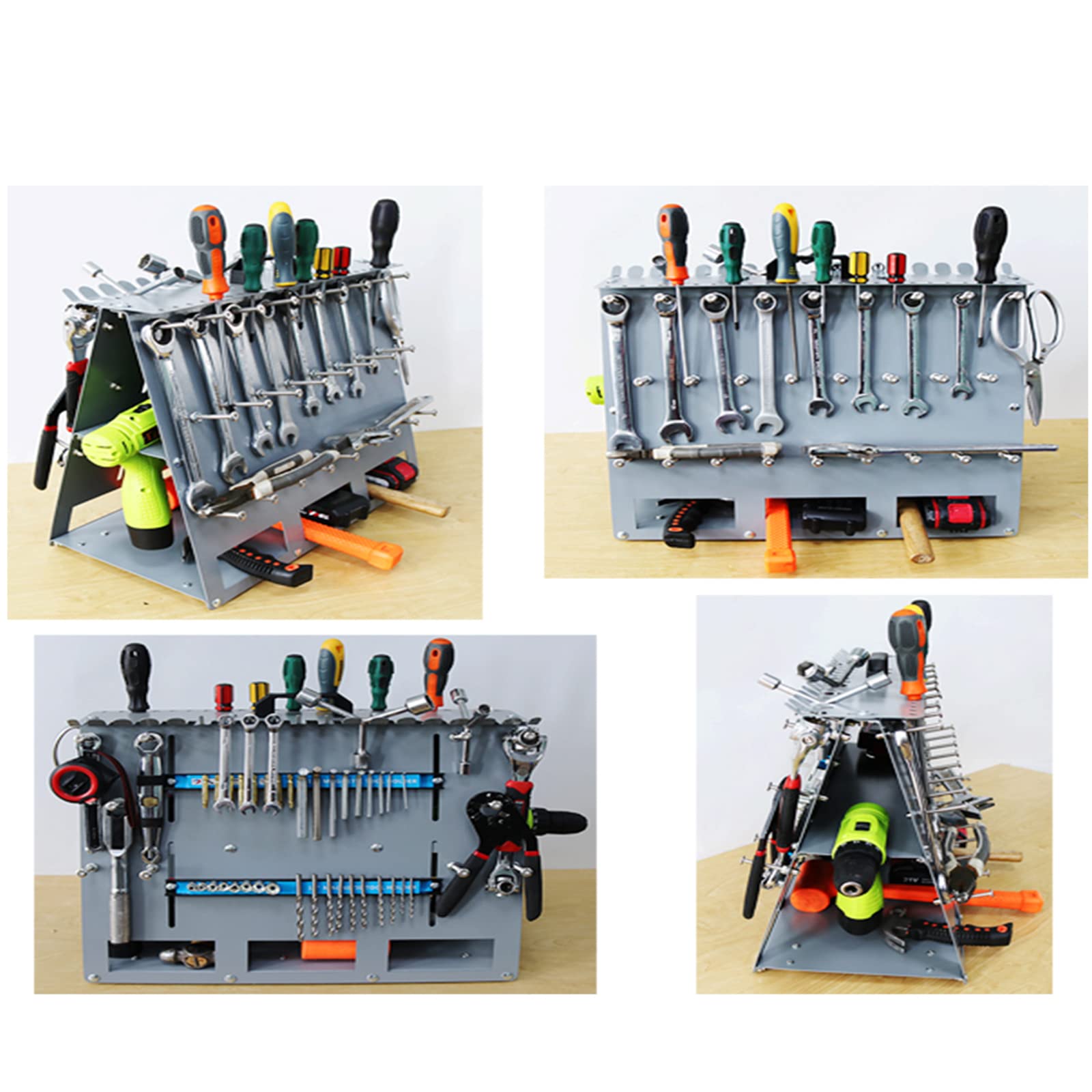INTSUPERMAI Tool Organizer Rack - Desktop Tool Storage with Charging Station for Drills & Accessories | Perfect for Workshop, Garage & DIY Projects