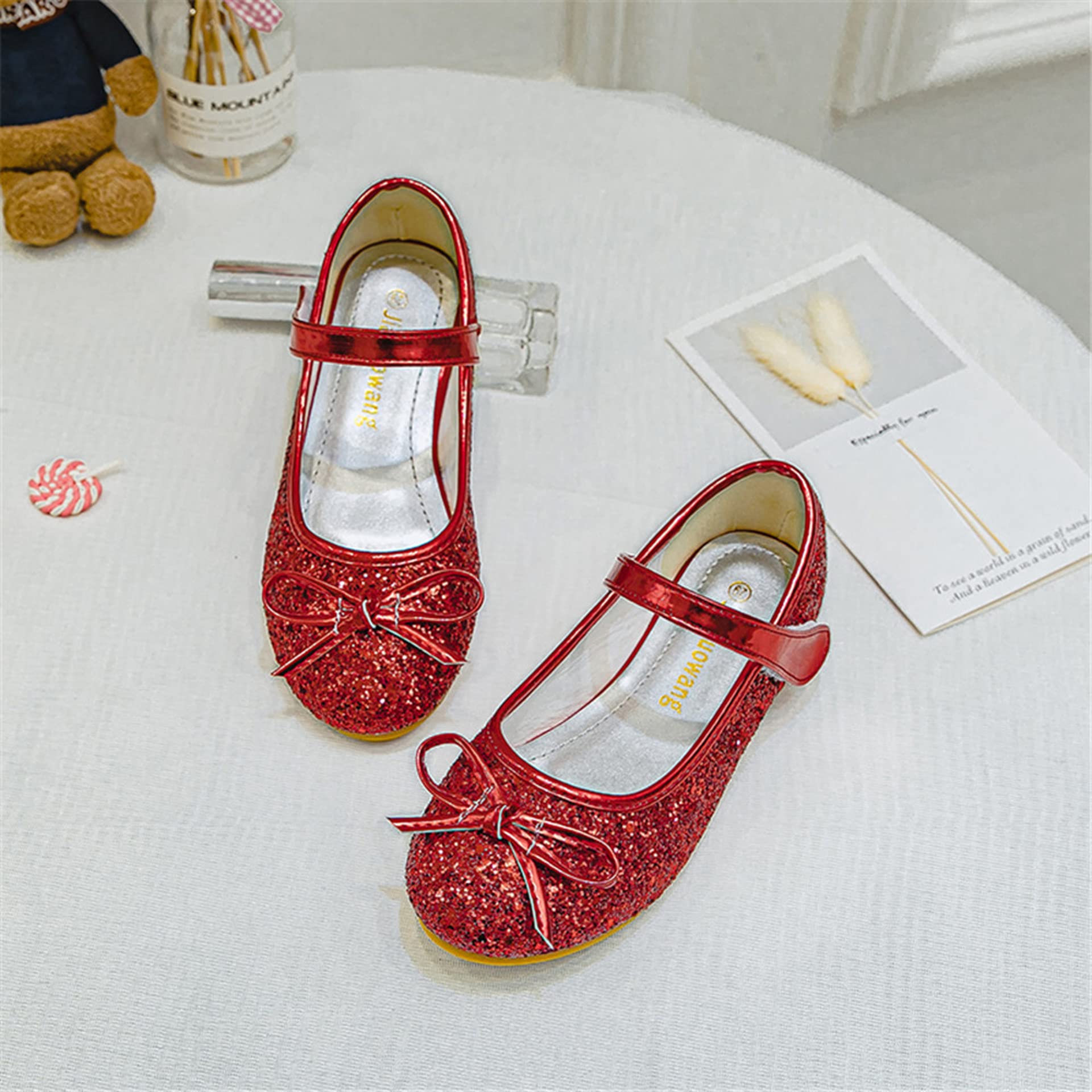 TN TANGNEST Girls Princess Shoes - Sparkly Sequined Bowknot Mary Jane Flats for Wedding, Party, Cosplay & Dress Up | Perfect for Birthday Celebrations, Pageants & Special Occasions