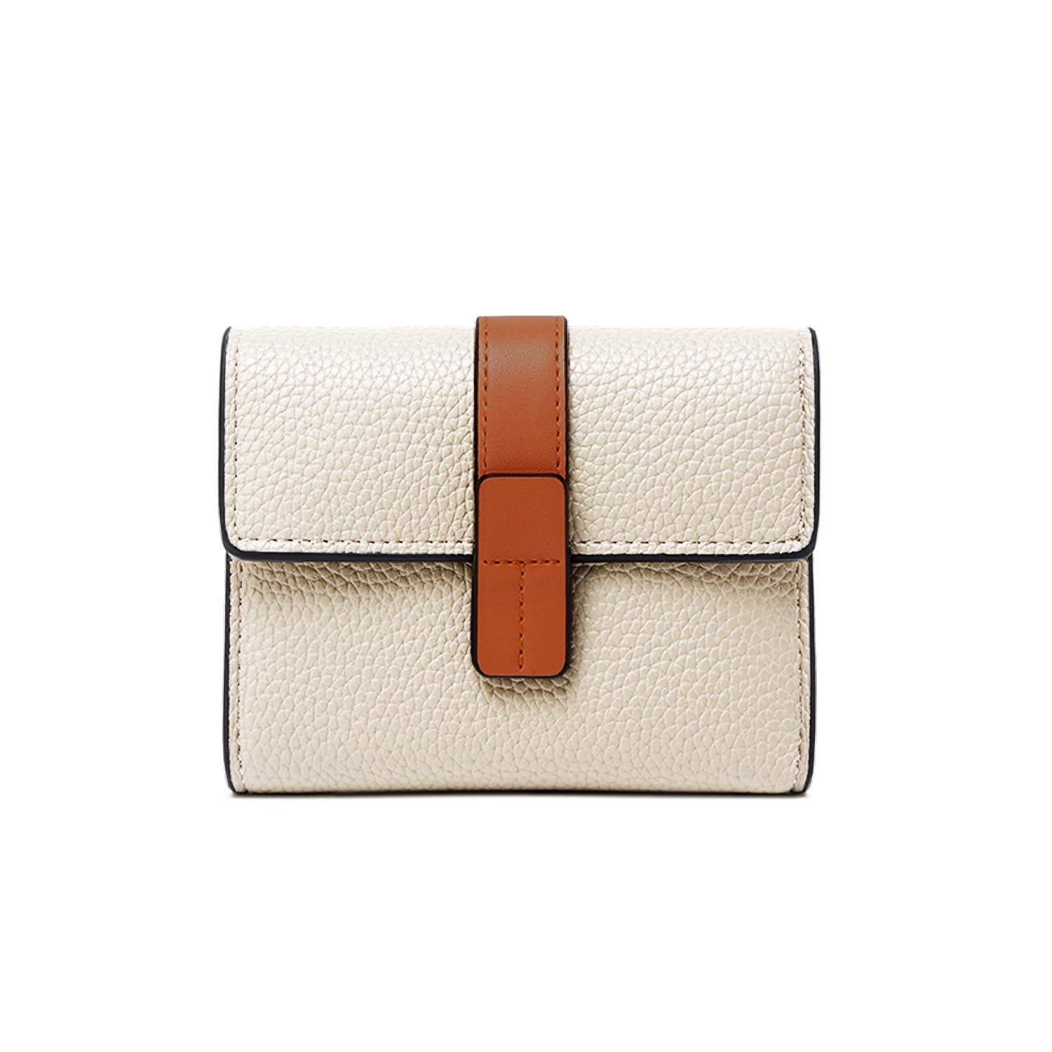 AOXONEL Genuine Leather RFID Blocking Womens Wallet - Slim Trifold Compact Wallet with Multiple Card Slots & Zipper Coin Pocket - Perfect for Everyday Use, Travel & Gift (White)