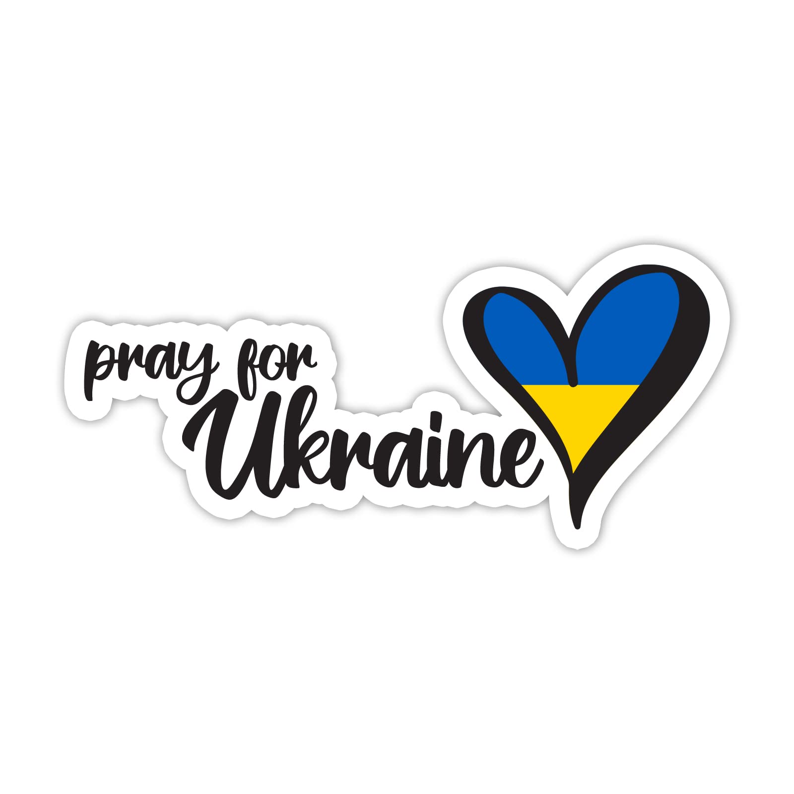 Pray for Ukraine Flag Heart Vinyl Sticker - 8