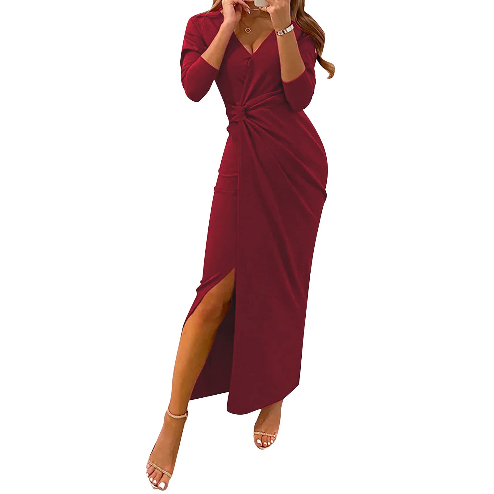 Elegant Long Sleeve Women's Party Dress for Wedding, Beach & Special Occasions | Graceful Black Tie Evening Gown for Formal Events & Night Out