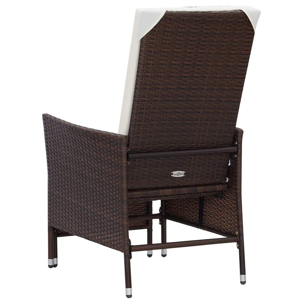 Modern Brown Poly Rattan Outdoor Patio Set - Wicker Bistro & Conversation Chairs with Cushions - Reclining Lounge Chairs for Garden, Poolside & Backyard Relaxation